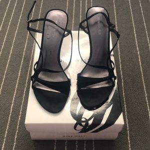 Nine West black strappy heels